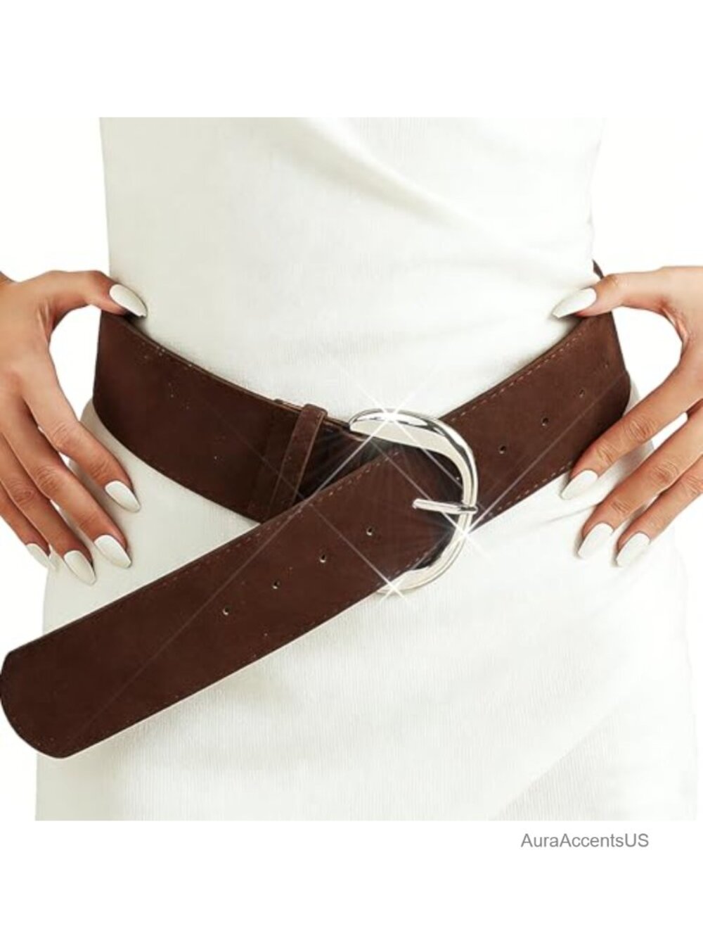 Vintage Western Suede Belt Chunky Wide Waist Belt for Women